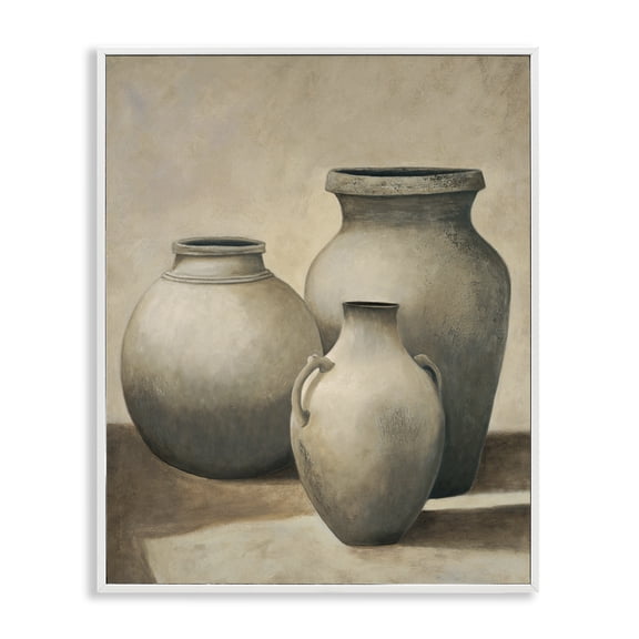 Stupell Industries Trio of Vases Still Life Cottage Painting White Framed Art Print Wall Art, 11 x 14