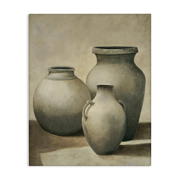 Stupell Industries Trio of Vases Still Life Cottage Painting Wrapped Canvas Canvas Art Print Wall Art, 24 x 30
