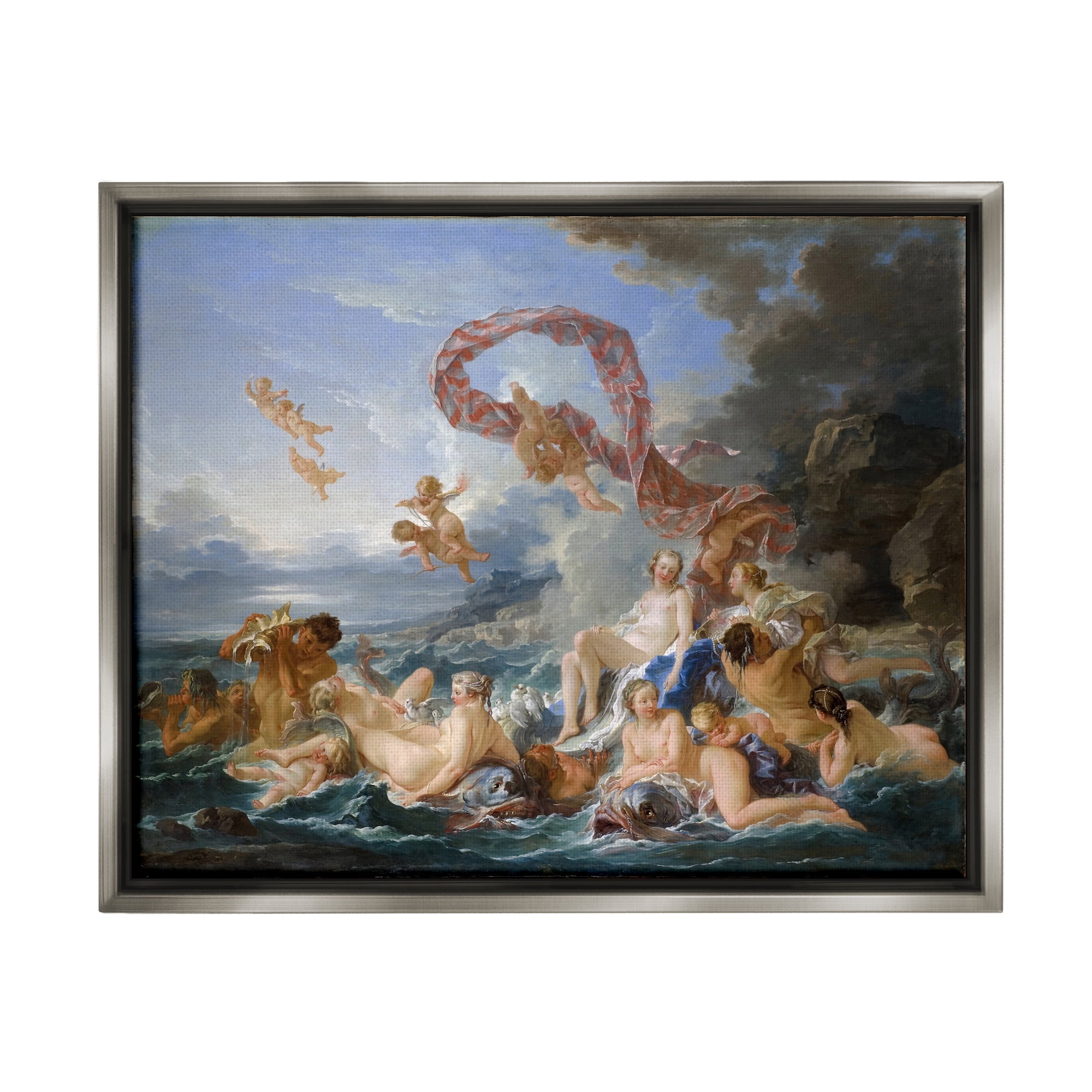 Stupell Industries The Triumph of Venus Francois Boucher Classic Painting Painting Luster Gray Floating Framed Canvas Print Wall Art, Design by one1000paintings