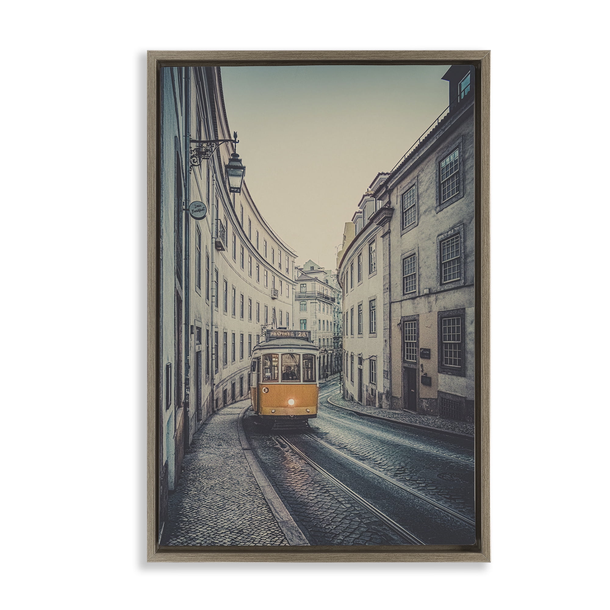 Stupell Industries Trolley Car Cityscape Town & City Photography Brown Floater Framed Art Print Wall Art, 21 x 31