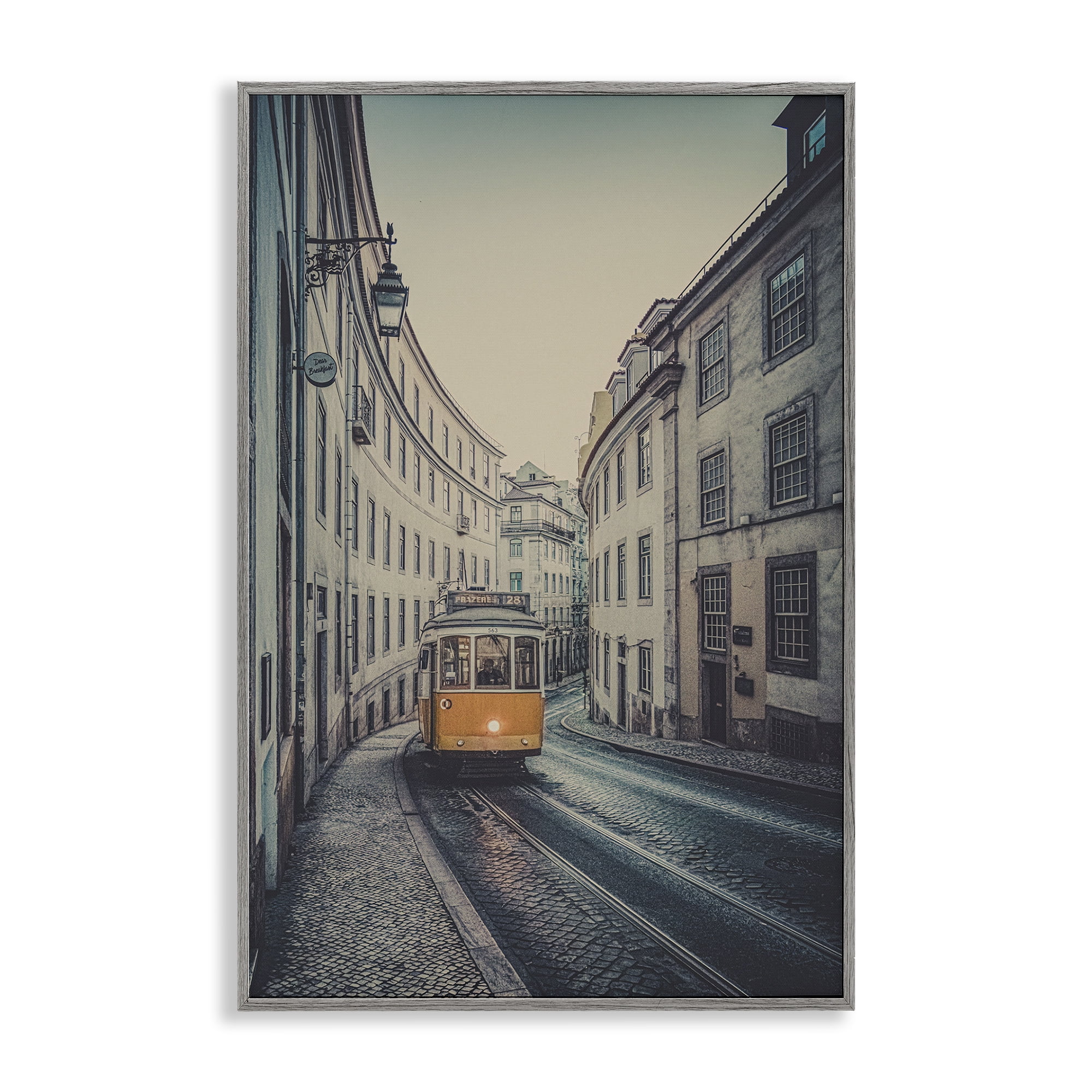 Stupell Industries Trolley Car Cityscape Town & City Photography Gray Framed Art Print Wall Art, 12 x 18