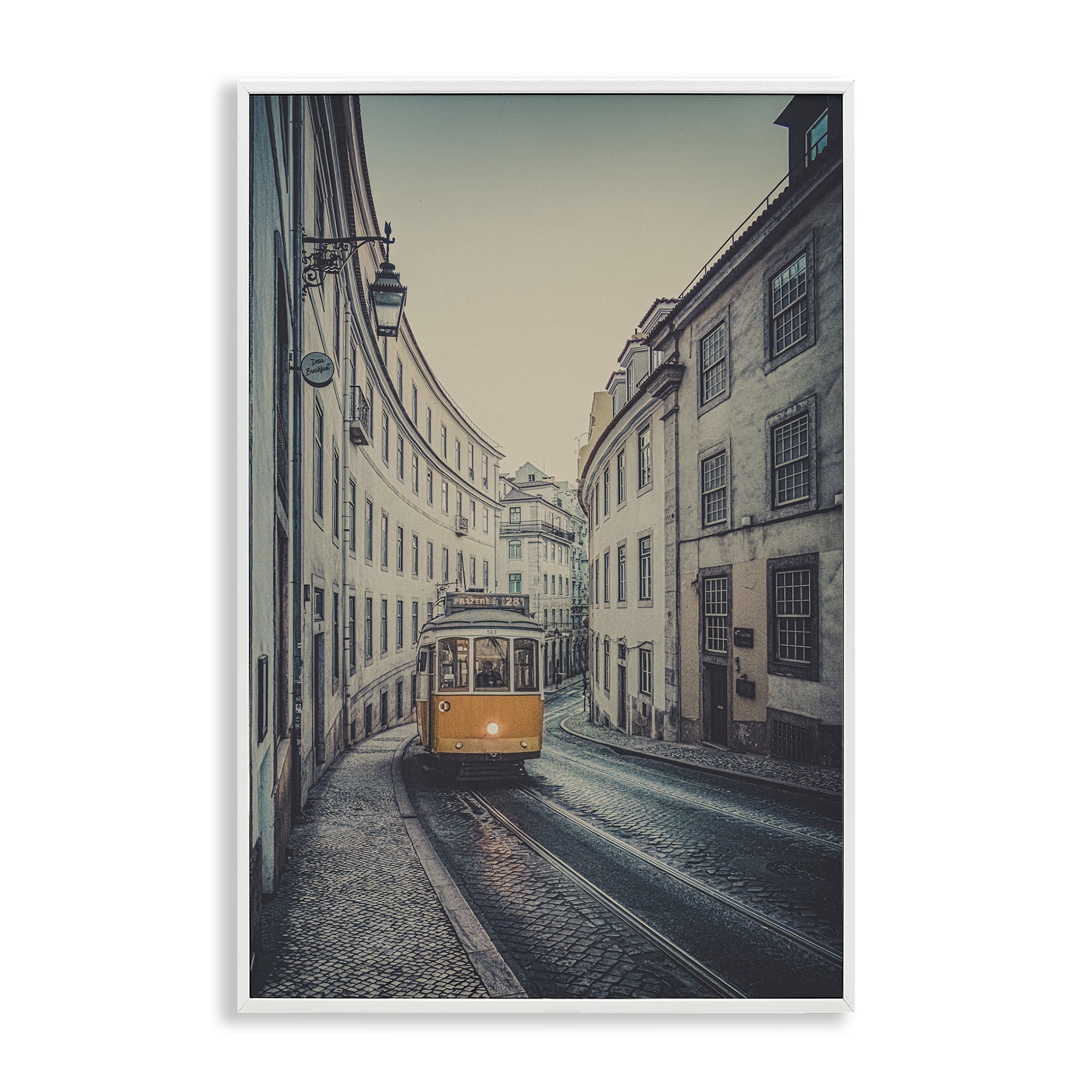 Stupell Industries Trolley Car Cityscape Town & City Photography White Framed Art Print Wall Art, 16 x 24