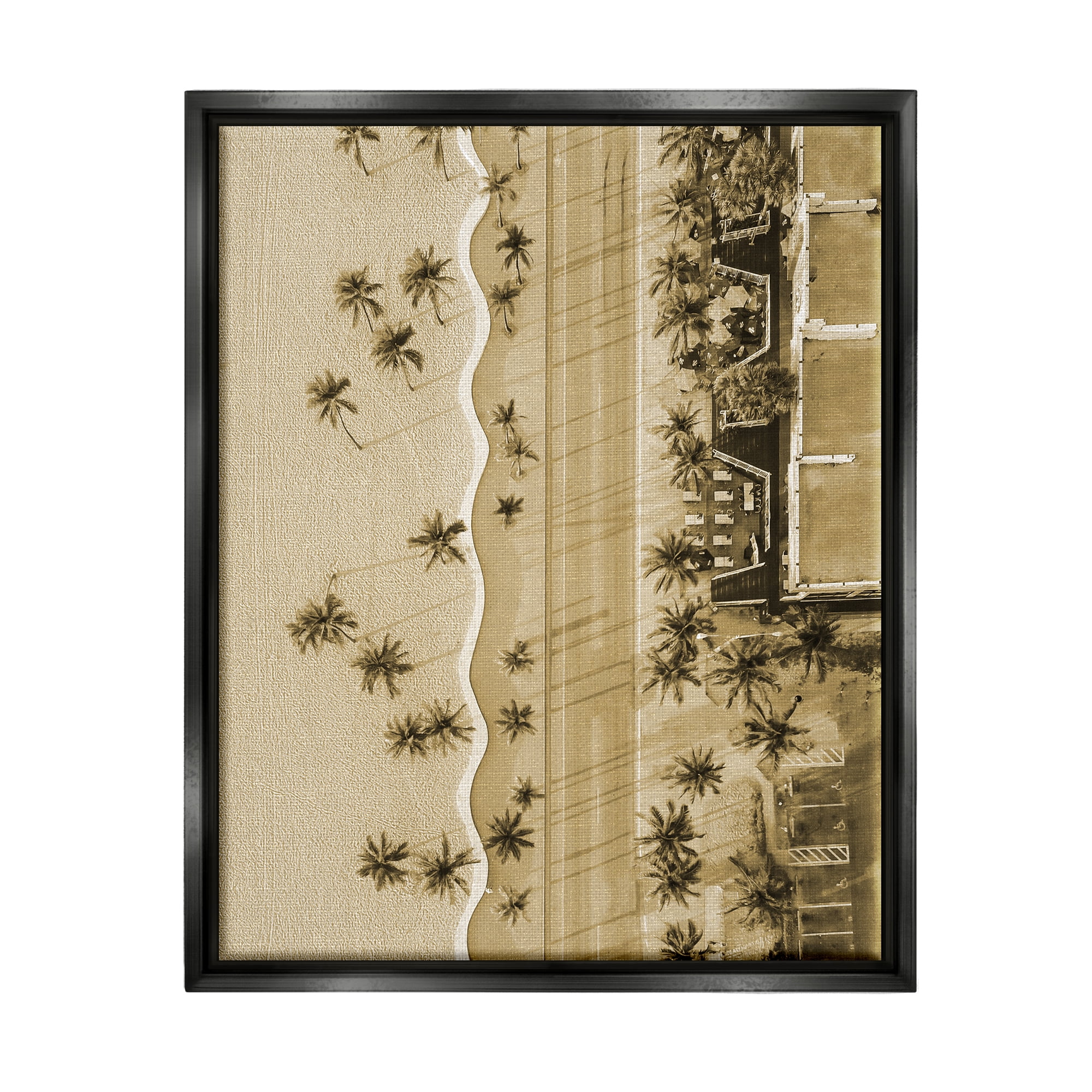 Stupell Industries Tropical Aerial View Landscape Photography Black Floater Framed Canvas Art Print Wall Art, 17 x 21