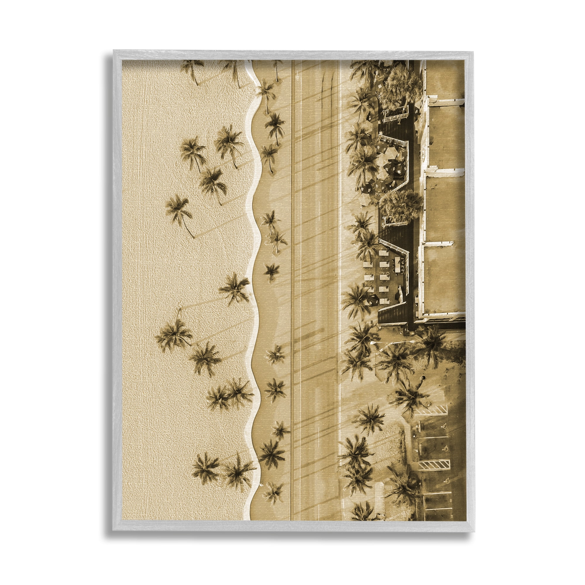 Stupell Industries Tropical Aerial View Landscape Photography Gray Framed Art Print Wall Art, 16 x 20