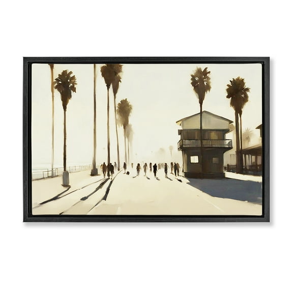 Stupell Industries Tropical Afternoon Shadows Landscape & Nature Painting Black Floater Framed Canvas Art Print Wall Art, 25 x 17