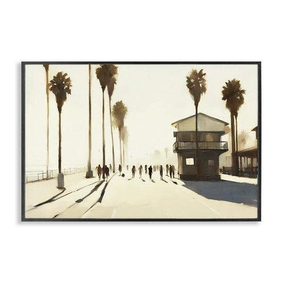 Stupell Industries Tropical Afternoon Shadows Landscape & Nature Painting Black Framed Art Print Wall Art, 18 x 12