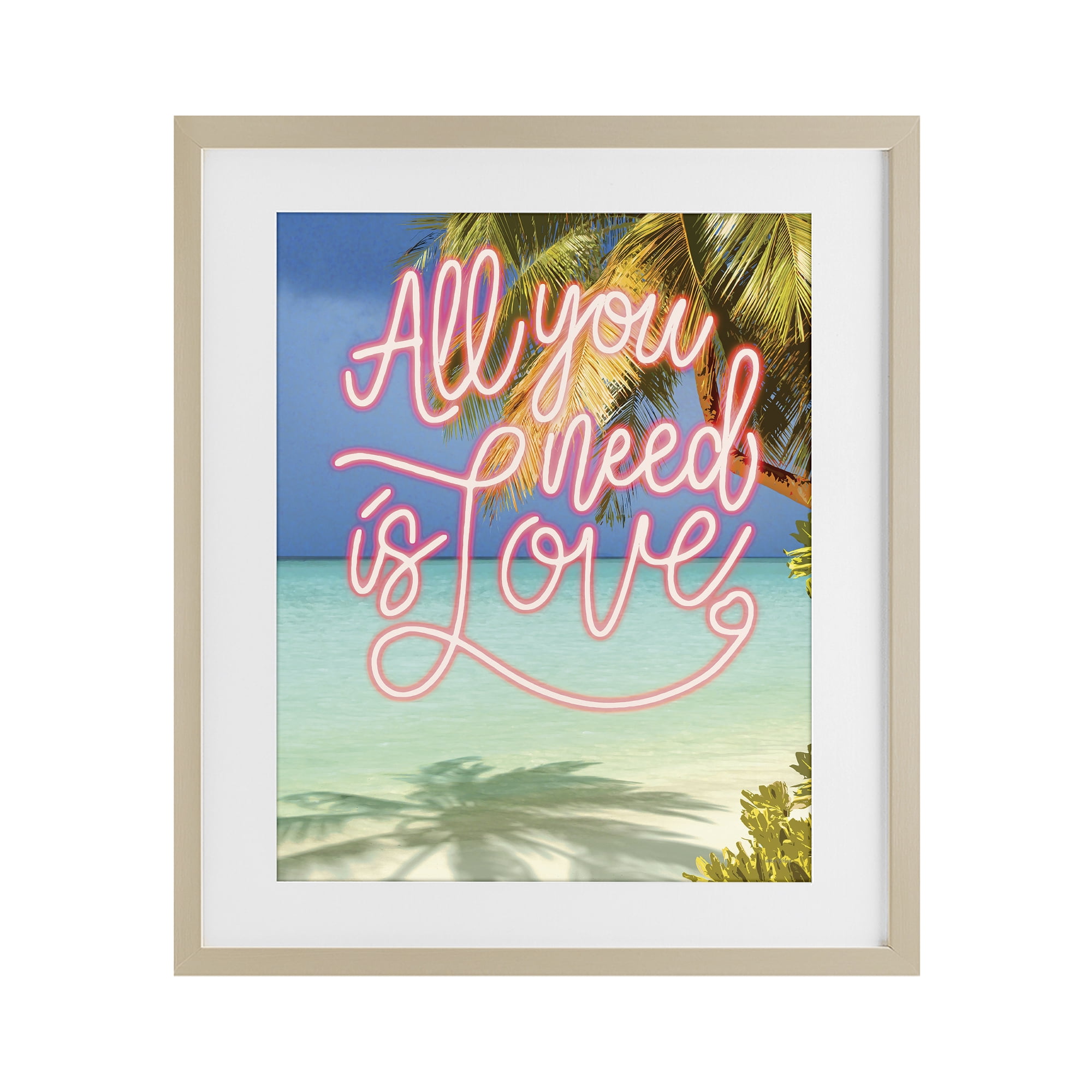 Stupell Industries Tropical All You Need Is Love Birch Framed Print Under Glass, design by Amber Sterling