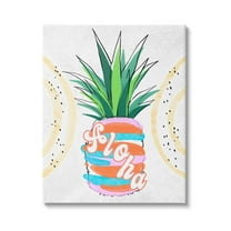 Stupell Industries Tropical Aloha Pineapple Bold Leaves Groovy Text Graphic Art Gallery Wrapped Canvas Print Wall Art, Design by Ziwei Li