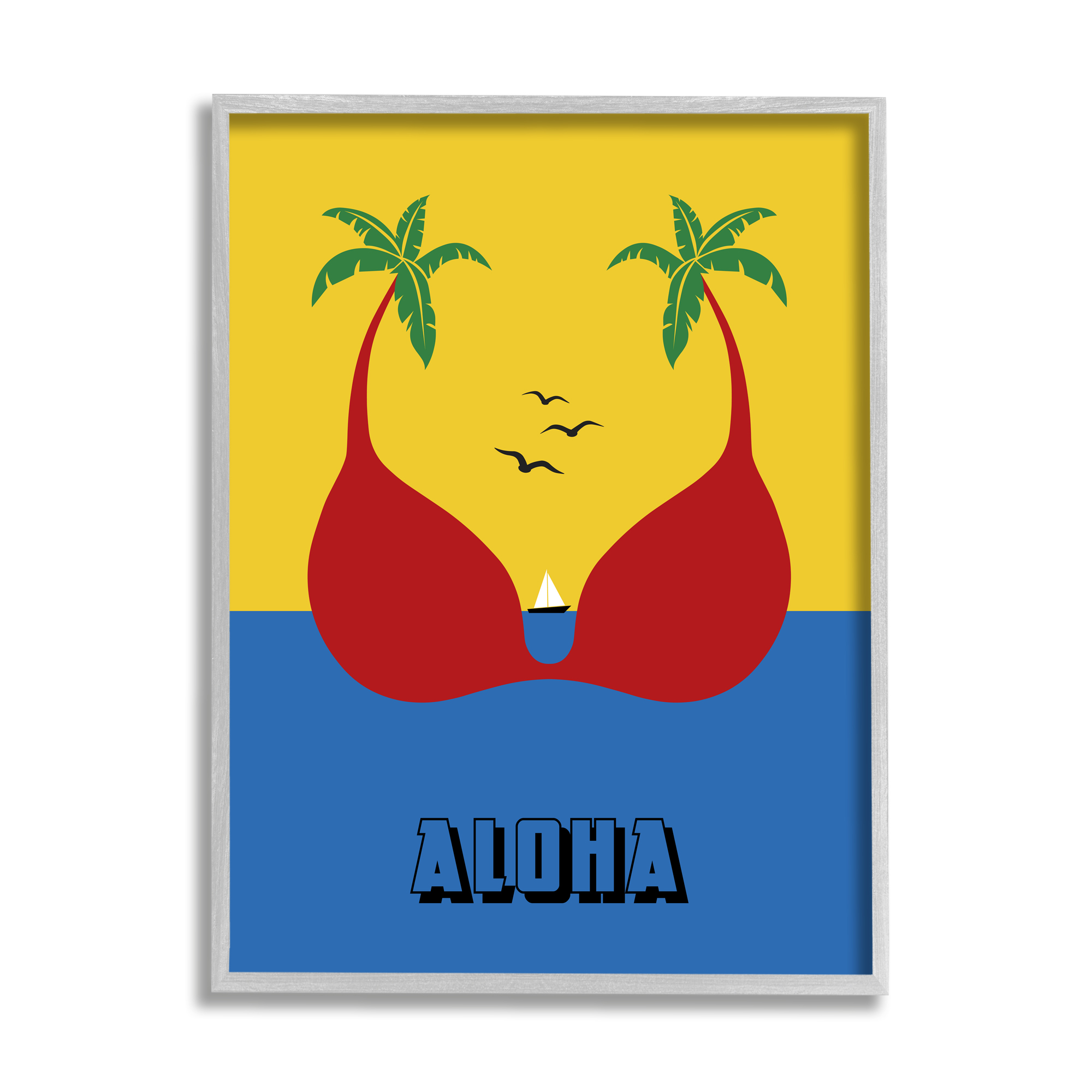 Stupell Industries Tropical Aloha Saying Swimsuit Palm Trees Design, 11 x 14, Design by Atelier Posters