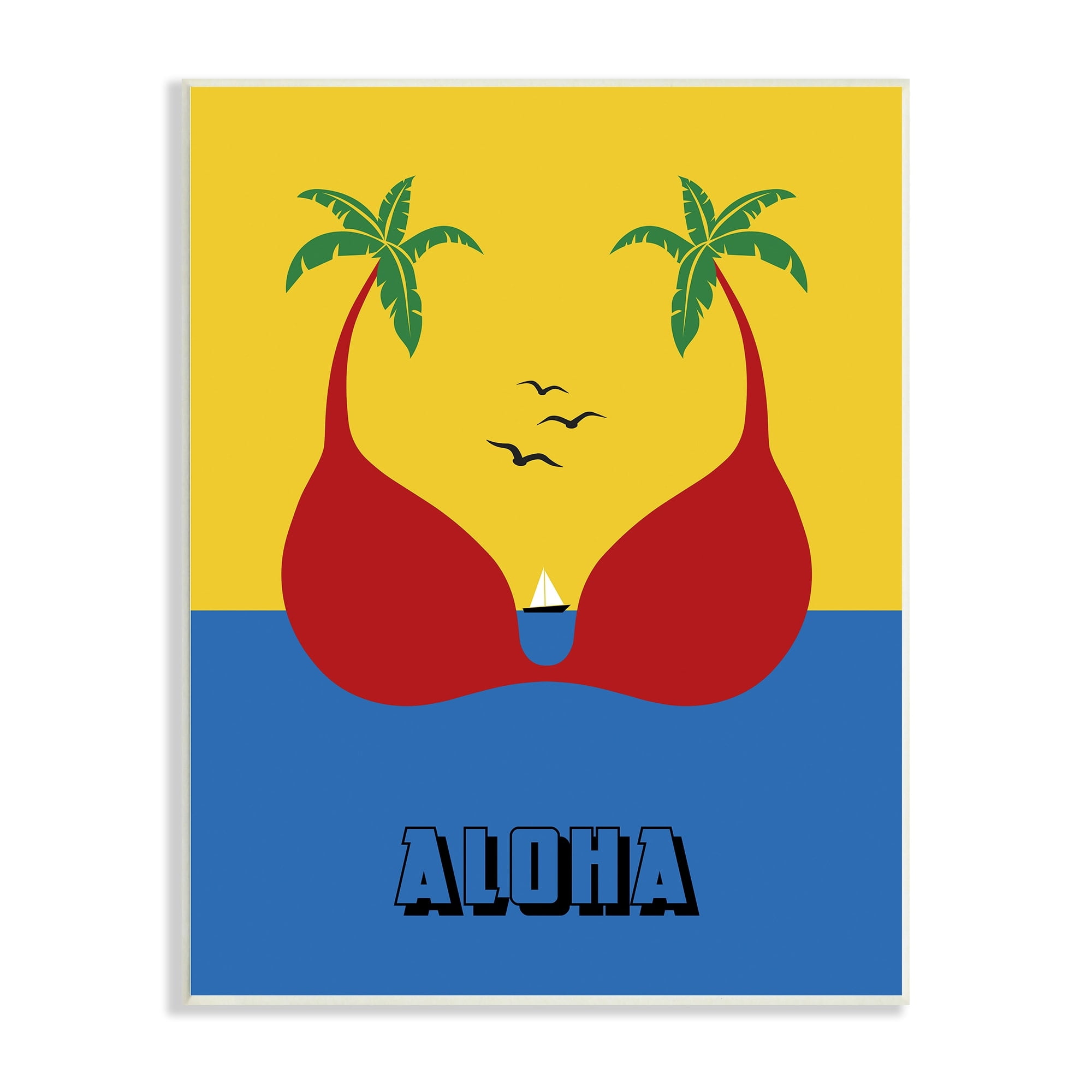 Stupell Industries Tropical Aloha Saying Swimsuit Palm Trees Design, 13 x 19, Design by Atelier Posters