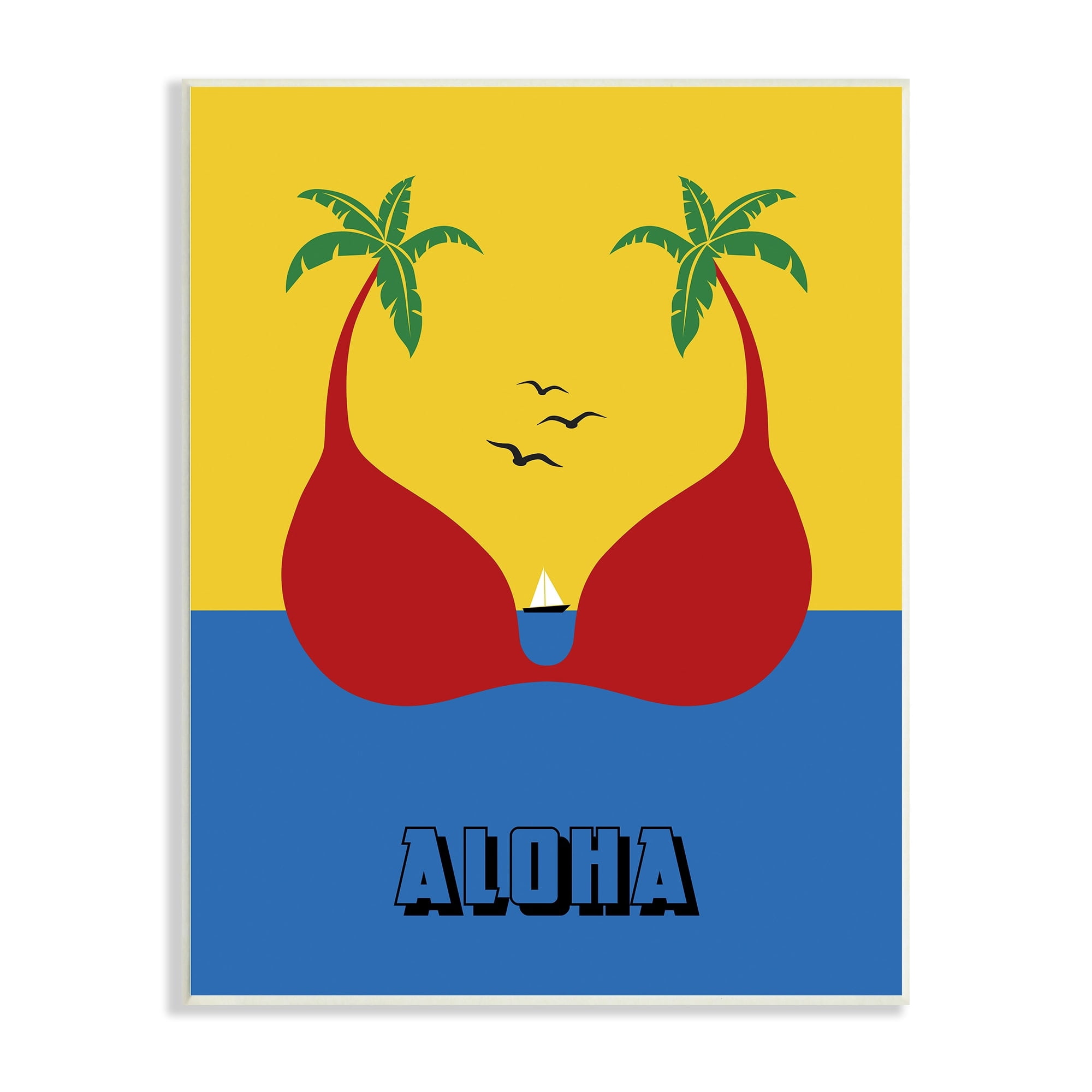 Stupell Industries Tropical Aloha Saying Swimsuit Palm Trees Design Graphic Art Unframed Art Print Wall Art, 10x15, by Atelier Posters