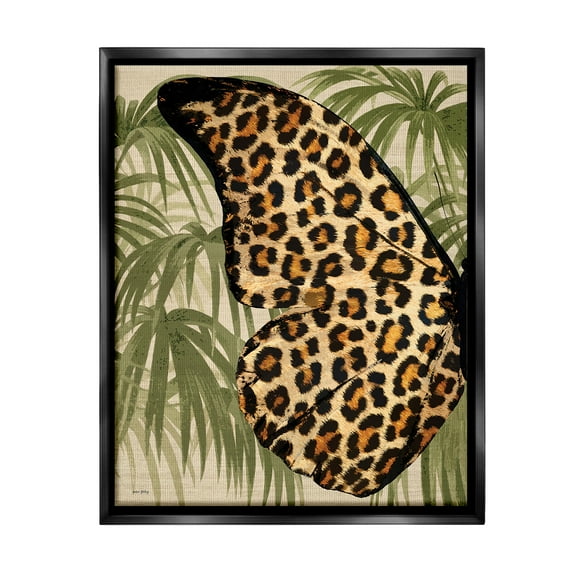 Stupell Industries Tropical Animal Pattern Wing Animals & Insects Painting Black Floater Framed Canvas Art Print Wall Art, 17 x 21