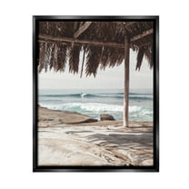 Stupell Industries Tropical Beach Canopy Landscape Painting Black Floater Framed Canvas Art Print Wall Art, 17 x 21