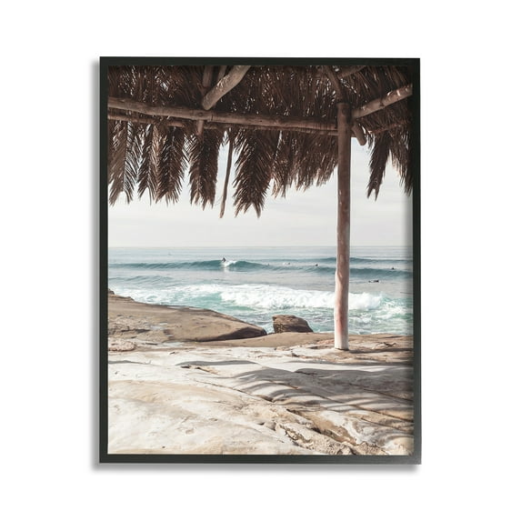 Stupell Industries Tropical Beach Canopy Landscape Painting Black Framed Art Print Wall Art, 11 x 14