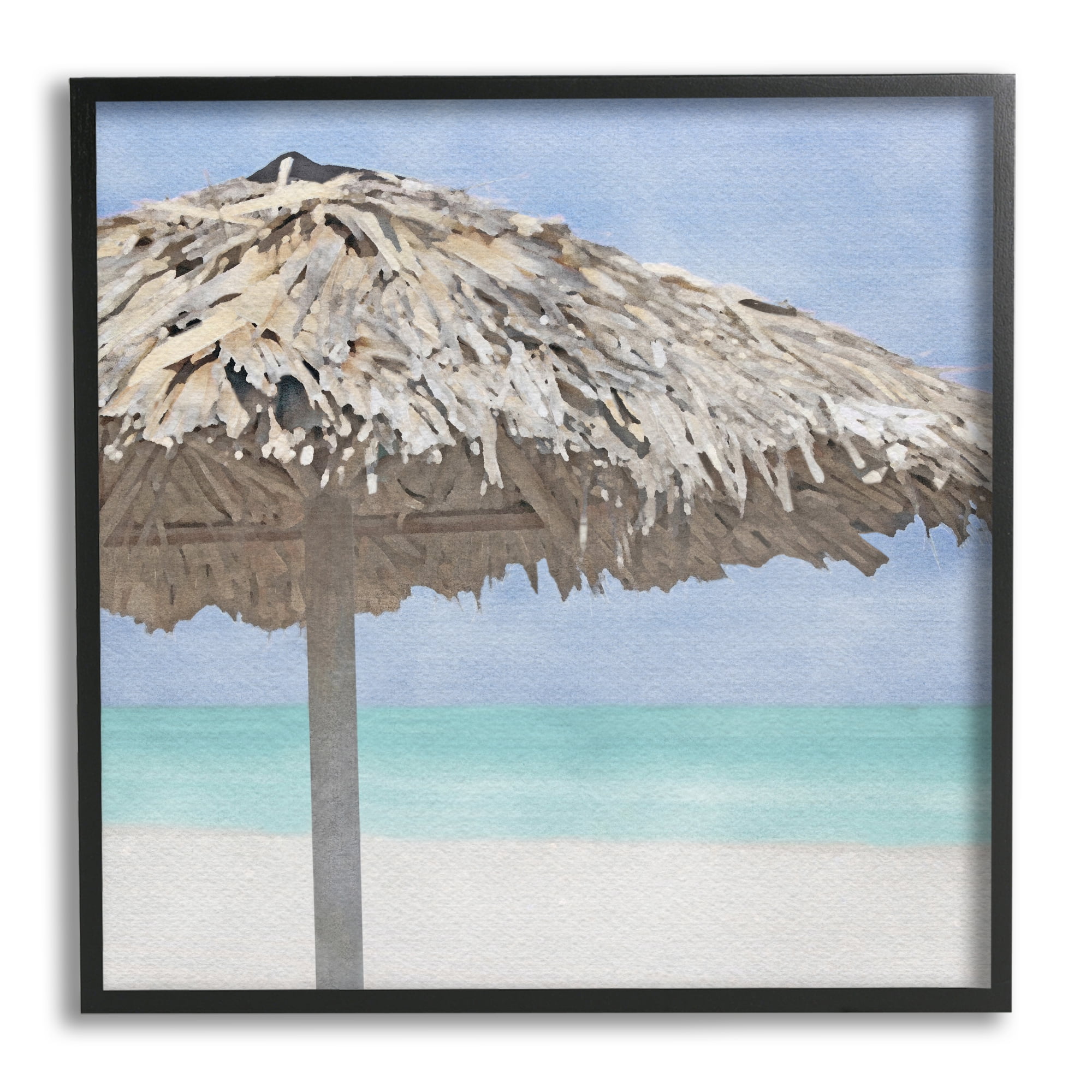 Stupell Industries Tropical Beach Canopy Nature Painting Black Framed Art Print Wall Art, 24 x 24