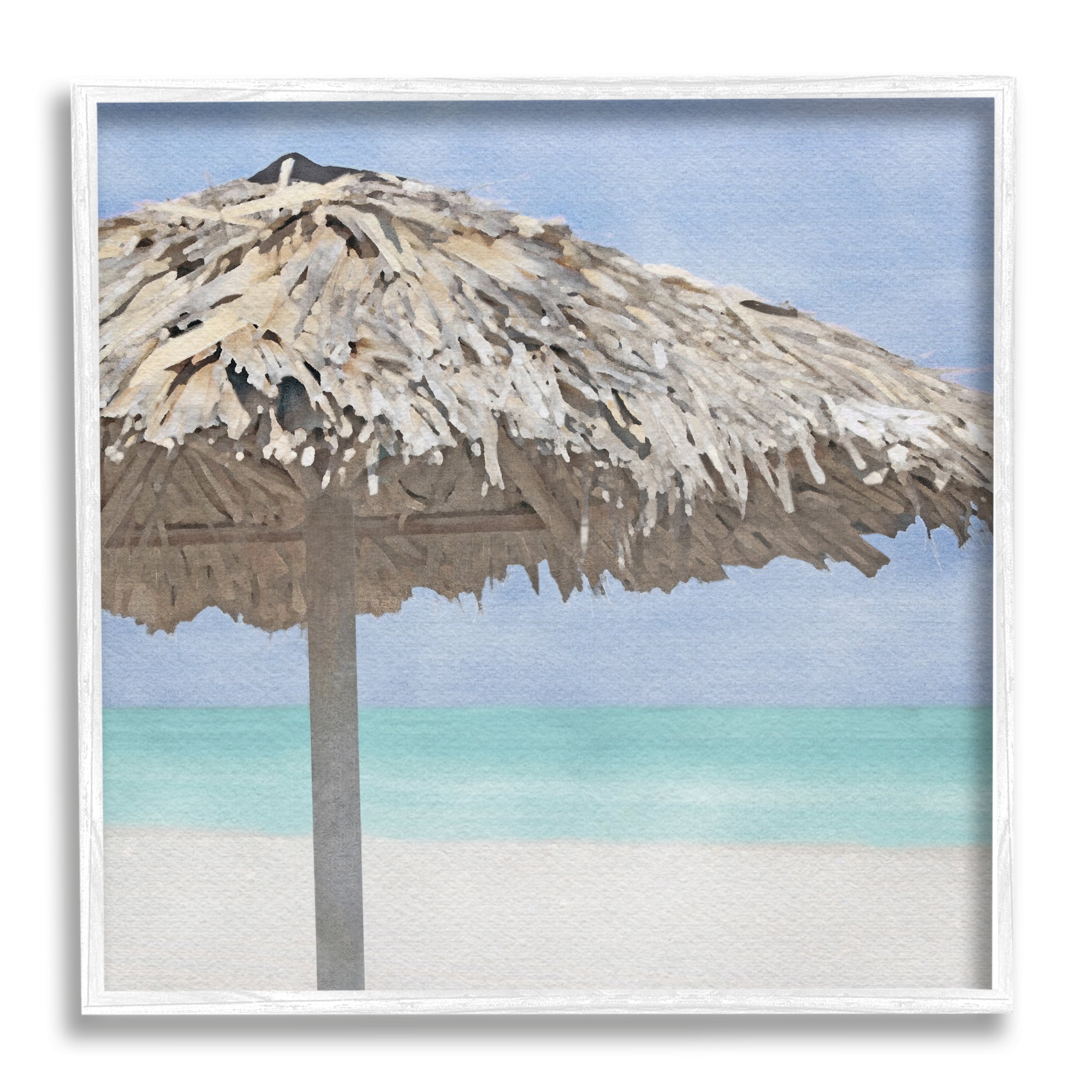 Stupell Industries Tropical Beach Canopy Nature Painting White Framed Art Print Wall Art, 12 x 12
