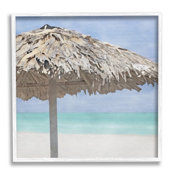 Stupell Industries Tropical Beach Canopy Nature Painting White Framed Art Print Wall Art, 12 x 12