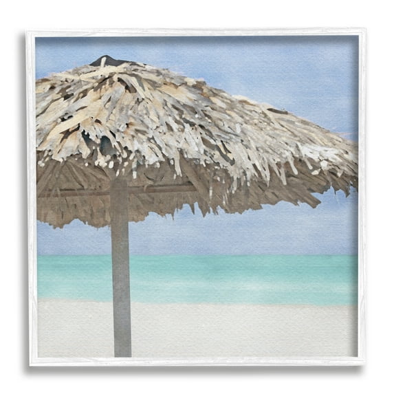 Stupell Industries Tropical Beach Canopy Nature Painting White Framed Art Print Wall Art, 24 x 24