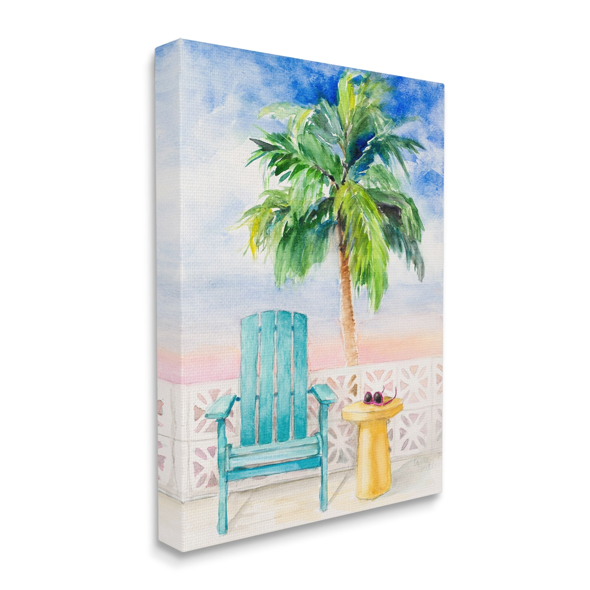 Stupell Industries Tropical Beach Chair Palm Tree Seaside Painting Canvas Wall Art, 24 x 30, Design by Lanie Loreth