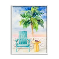 Stupell Industries Tropical Beach Chair Palm Tree Seaside Painting Framed Wall Art, 24 x 30, Design by Lanie Loreth