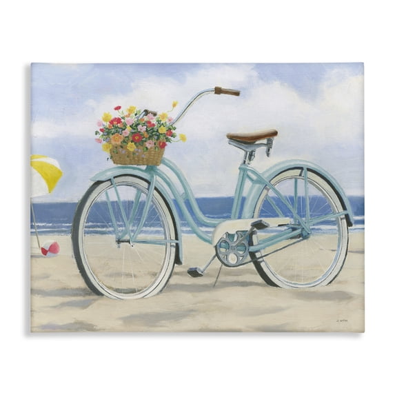 Stupell Industries Tropical Beach Coast Floral Bicycle Canvas Art, 40 x 30, by James Wiens