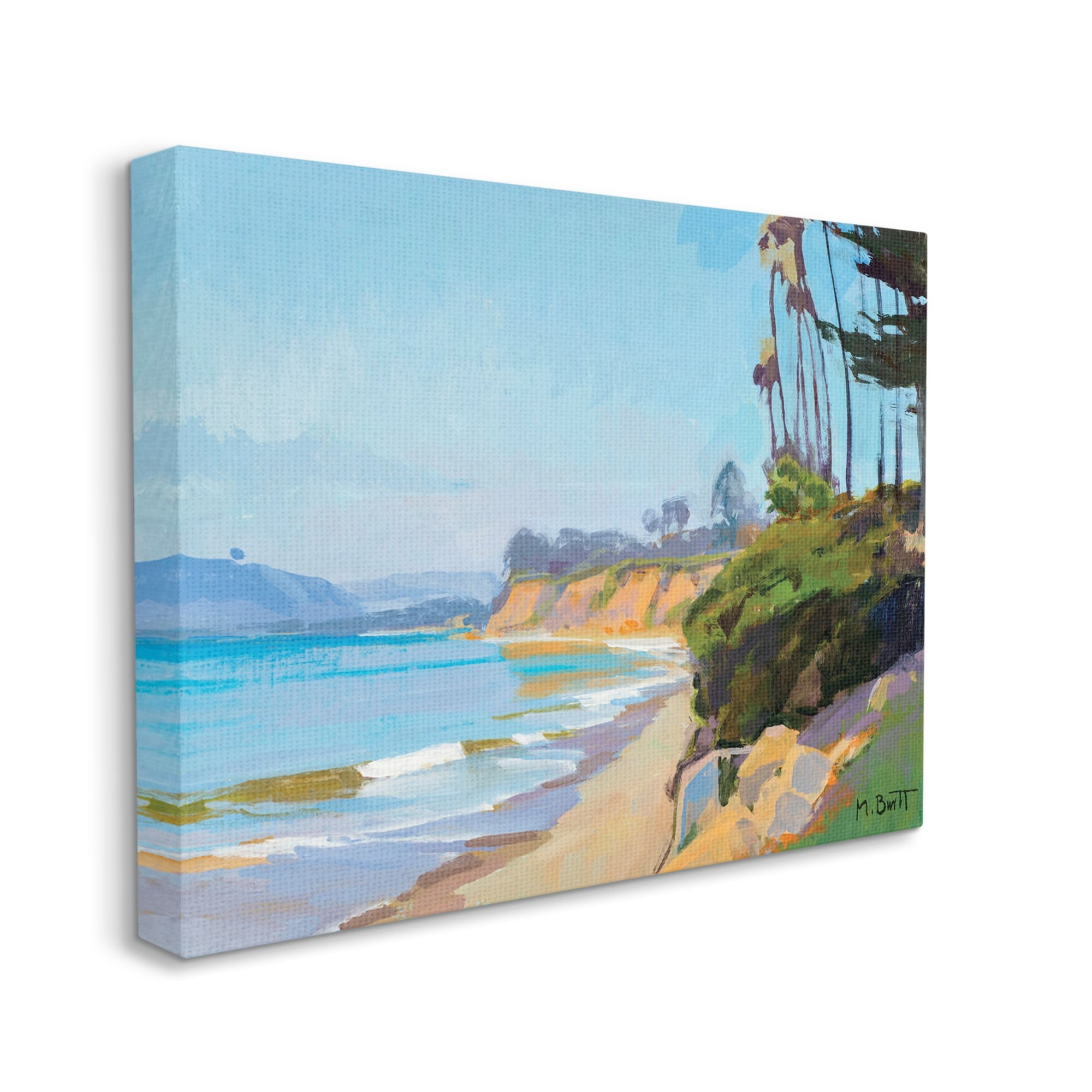 Stupell Industries Tropical Beach Coast Palm Tree Sea Cliffs,30 x 40,Designed by Marcia Burtt