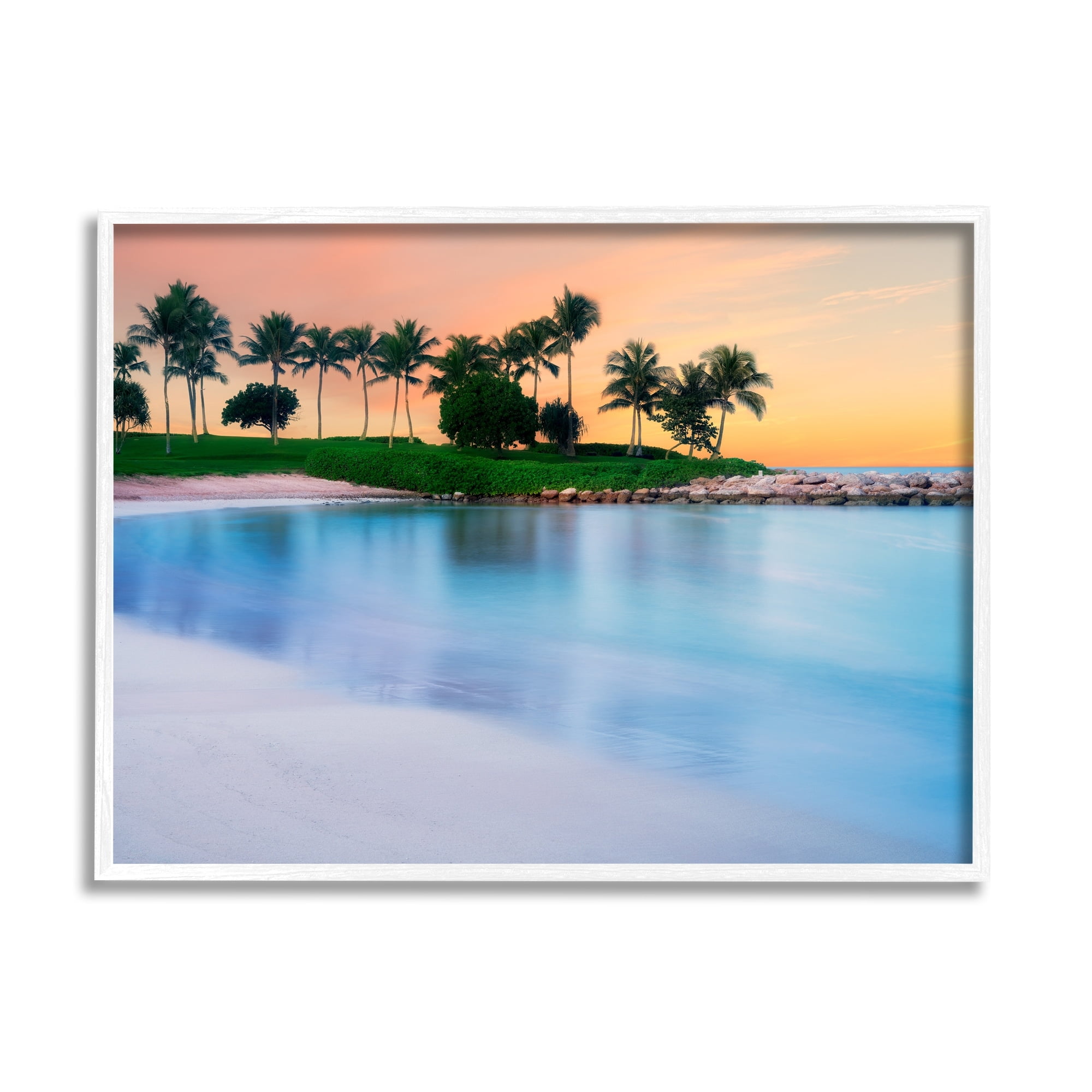 Stupell Industries Tropical Beach Cove Landscape Coastal Photography White Framed Art Print Wall Art