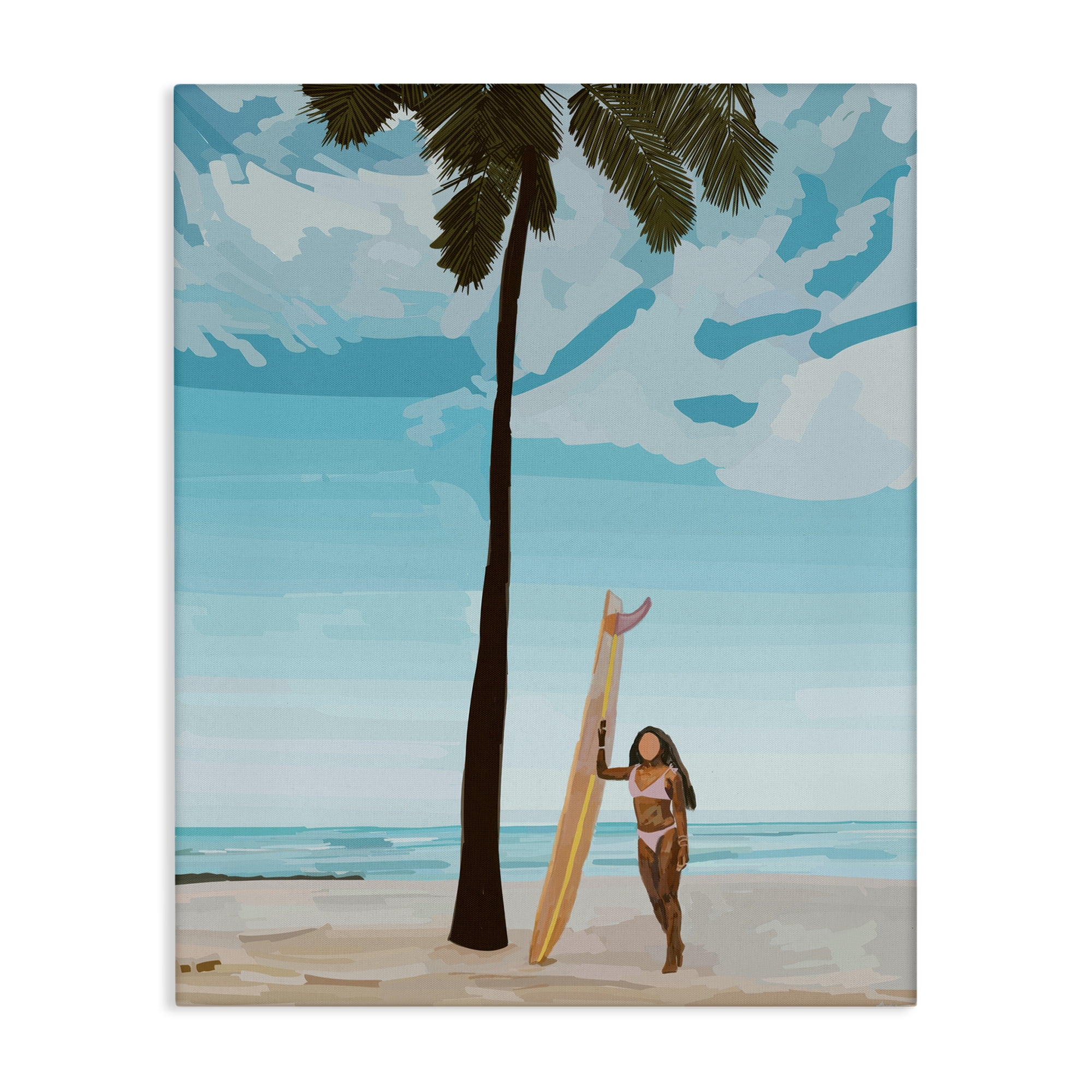 Stupell Industries Tropical Beach Day Girl Nautical & Beach Painting Wrapped Canvas Art Print Wall Art, 16 x 20