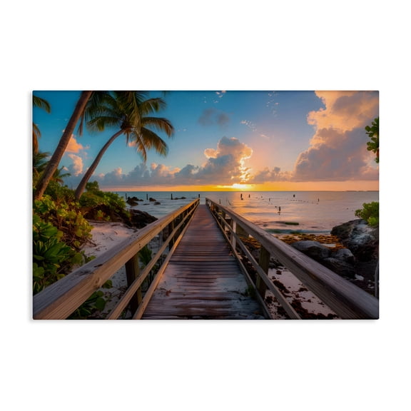 Stupell Industries Tropical Beach Dock Canvas Wall Art design by LSR Creative Studio, 16 x 24