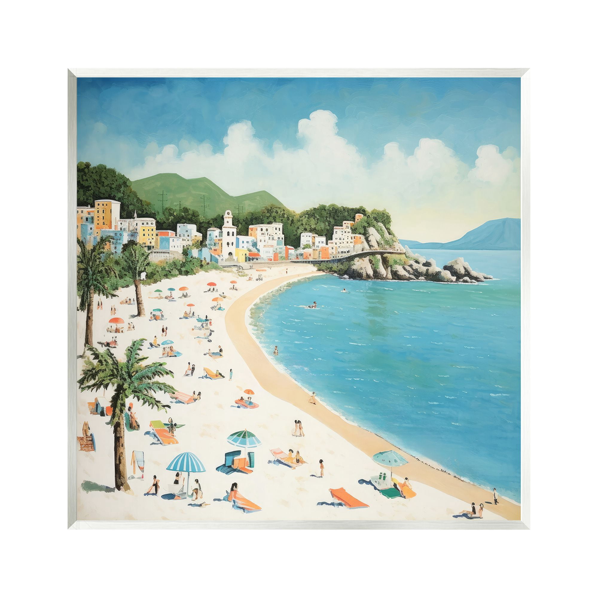 Stupell Industries Tropical Beach Goers Landscape Painting Unframed Art Print Wall Art, 12 x 12