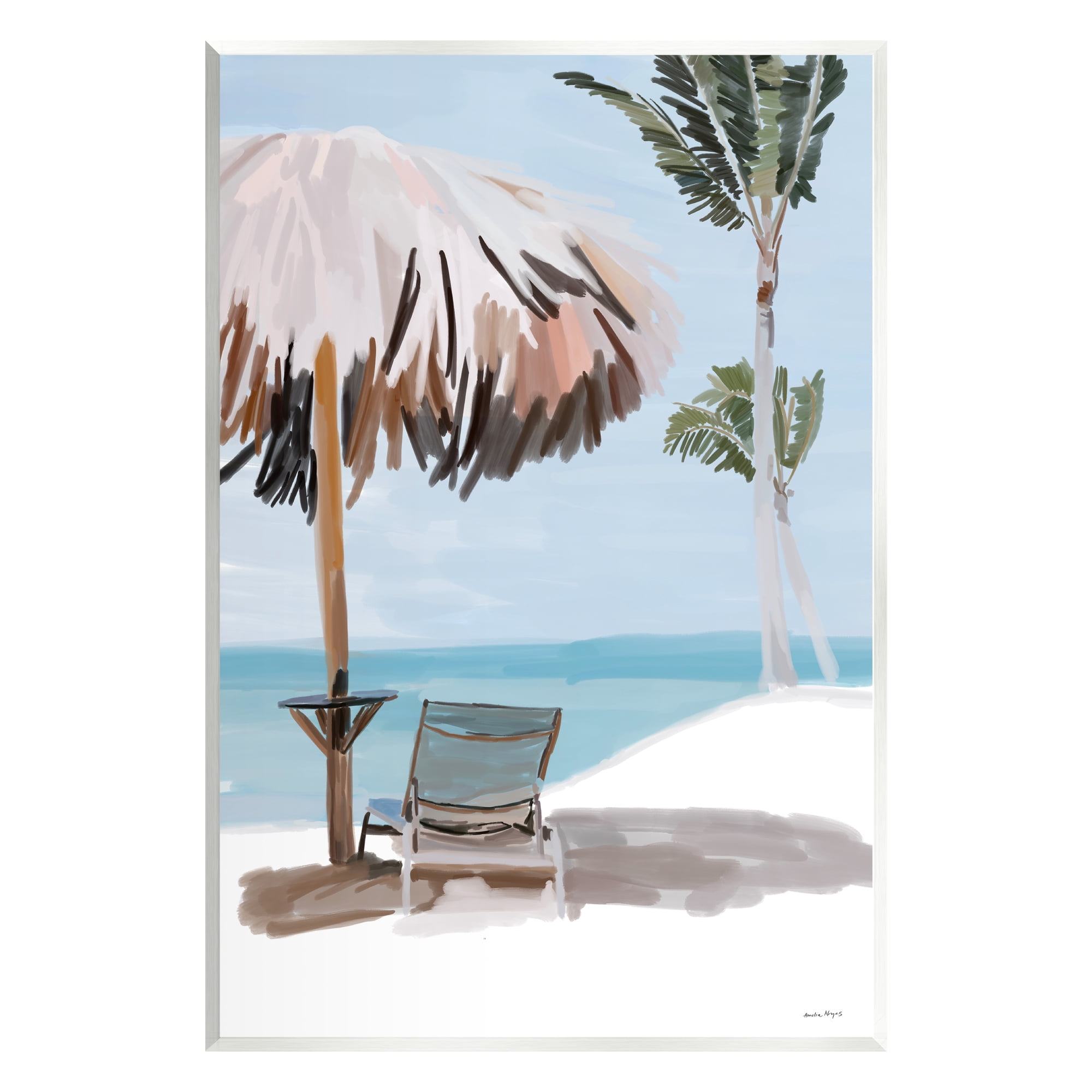 Stupell Industries Tropical Beach Hut Scenery Nature Painting Unframed Art Print Wall Art, 13 x 19