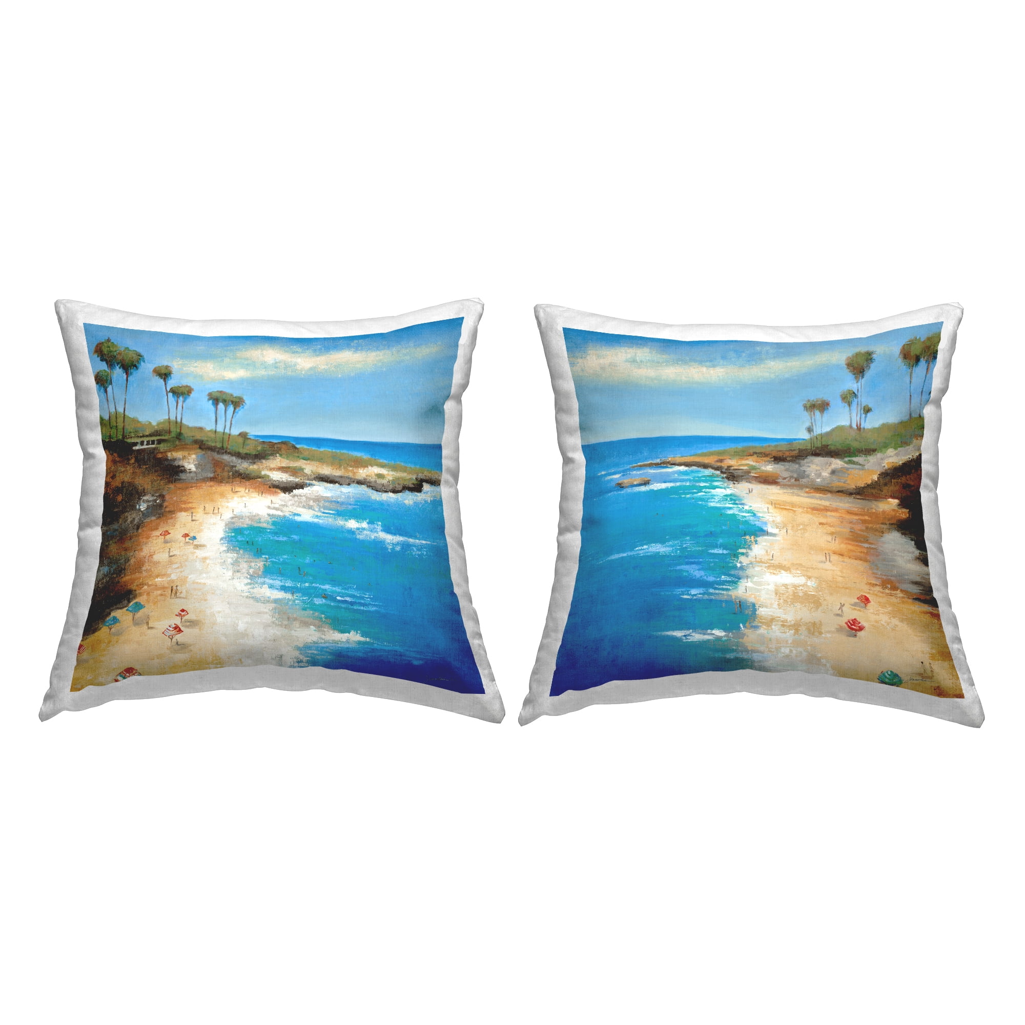 Stupell Industries Tropical Beach Inlet Landscape Square Decorative Printed Throw Pillow, 18 x 18, Set of 2