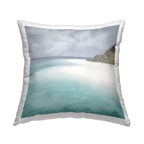 Stupell Industries Tropical Beach Landscape Square Decorative Printed Throw Pillow, 18 x 18