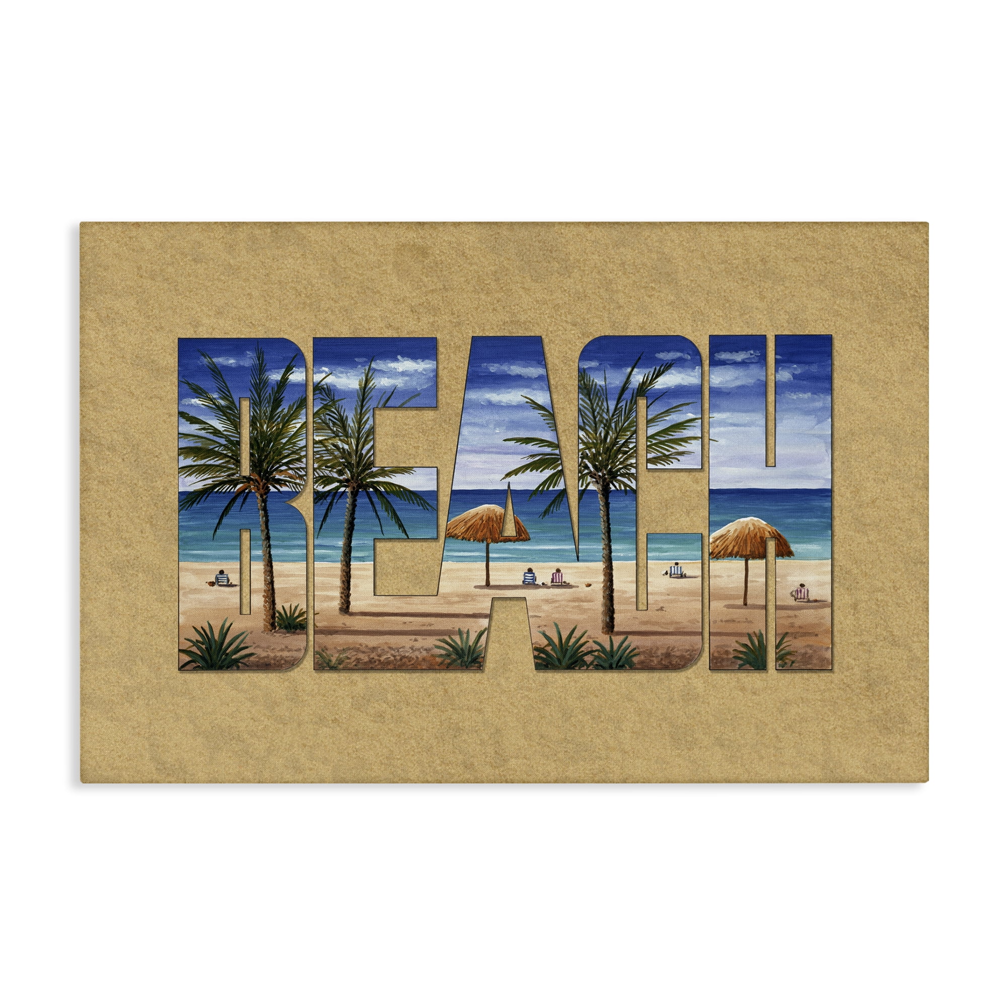 Stupell Industries Tropical Beach Outline Nautical & Beach Painting Wrapped Canvas Art Print Wall Art, 30 x 20
