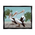 thumbnail image 1 of Stupell Industries Tropical Beach Pelicans Palms Graphic Art Jet Black Floating Framed Canvas Print Wall Art, Design by Ziwei Li, 1 of 6