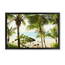 Stupell Industries Tropical Beach Resort Landscape Photography Black Floater Framed Canvas Art Print Wall Art, 25 x 17