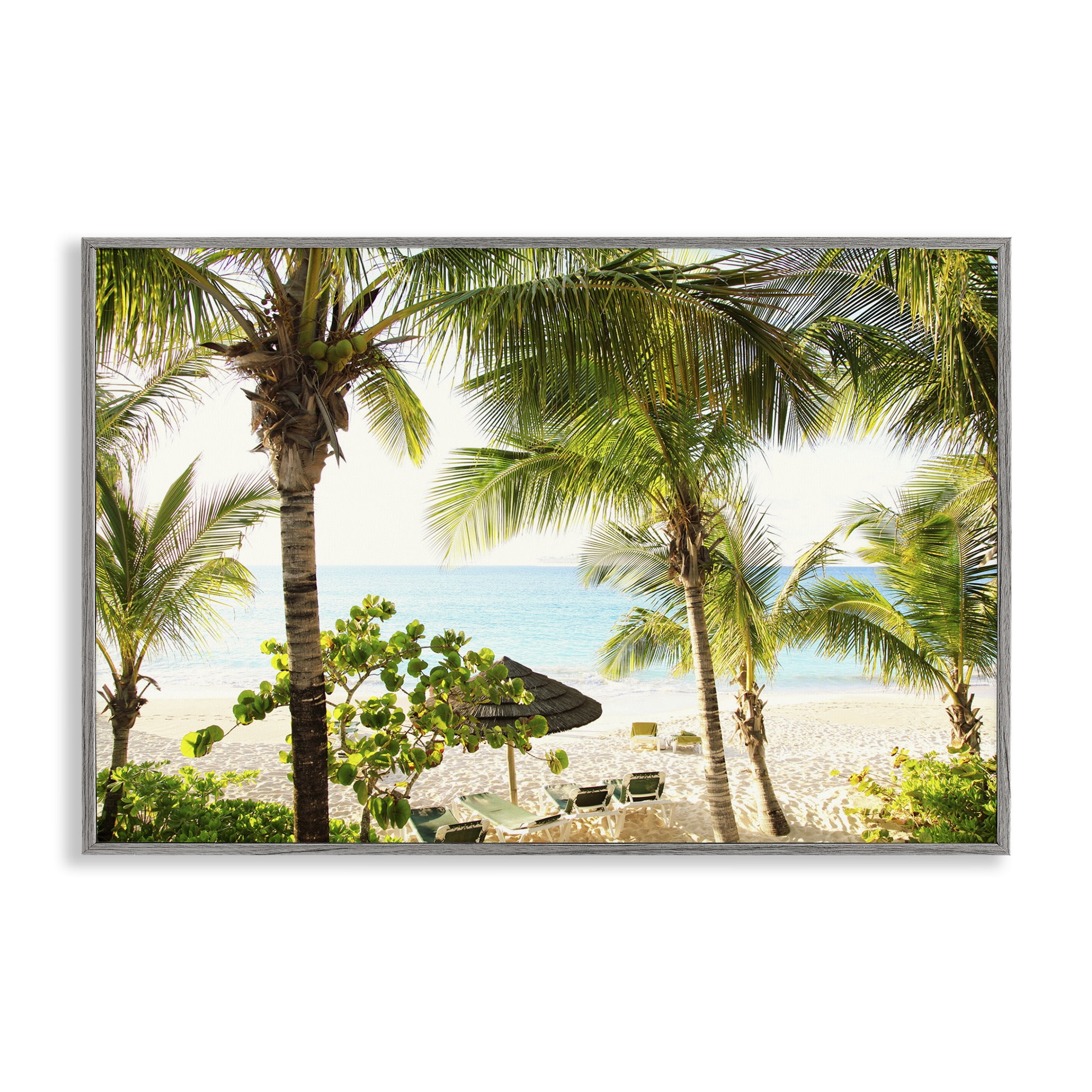 Stupell Industries Tropical Beach Resort Landscape Photography Gray ...