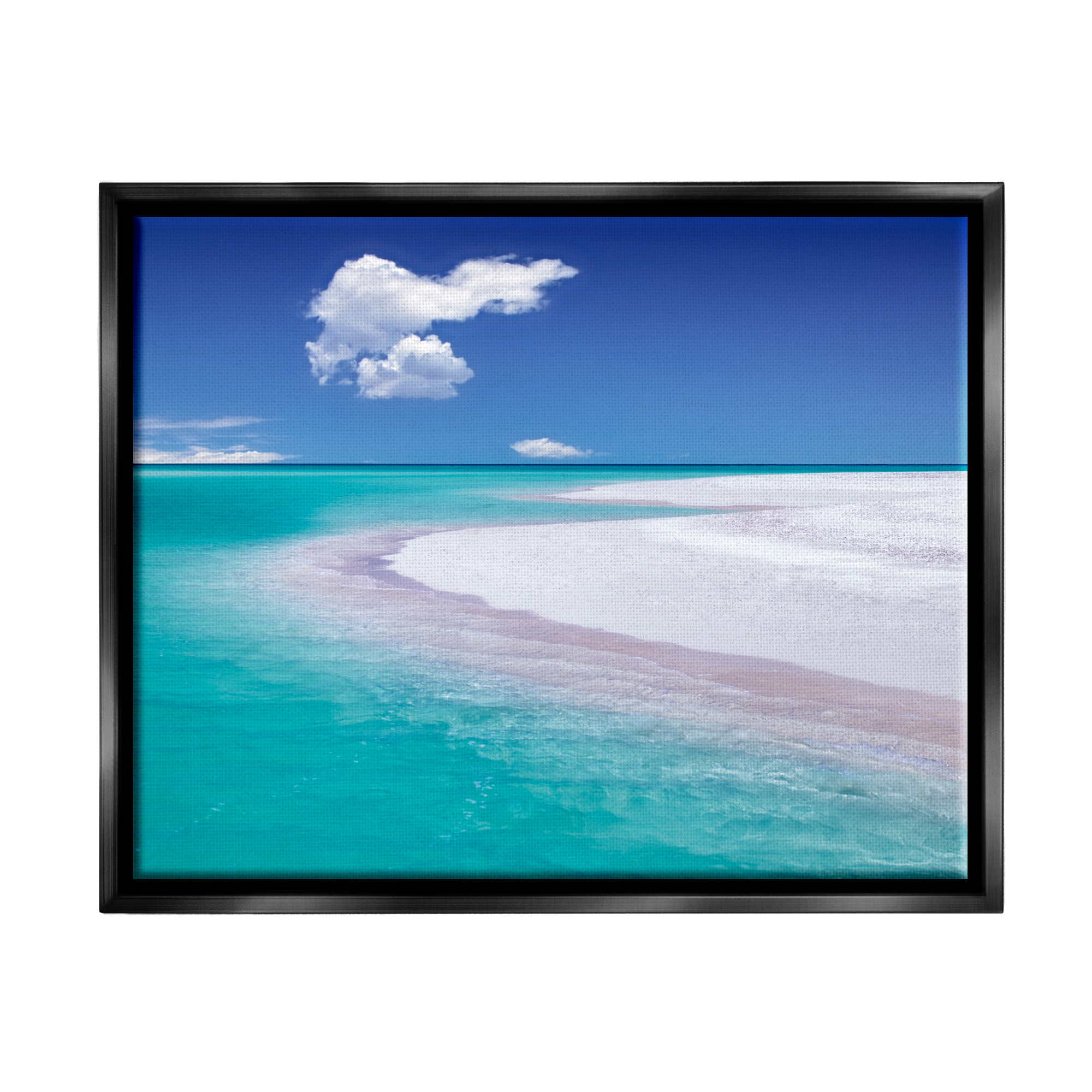 Stupell Industries Tropical Beach Shoreline Coastal Photography Black Floater Framed Art Print Wall Art