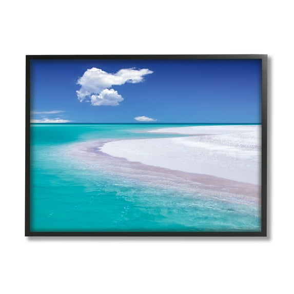 Stupell Industries Tropical Beach Shoreline Coastal Photography Black Framed Art Print Wall Art