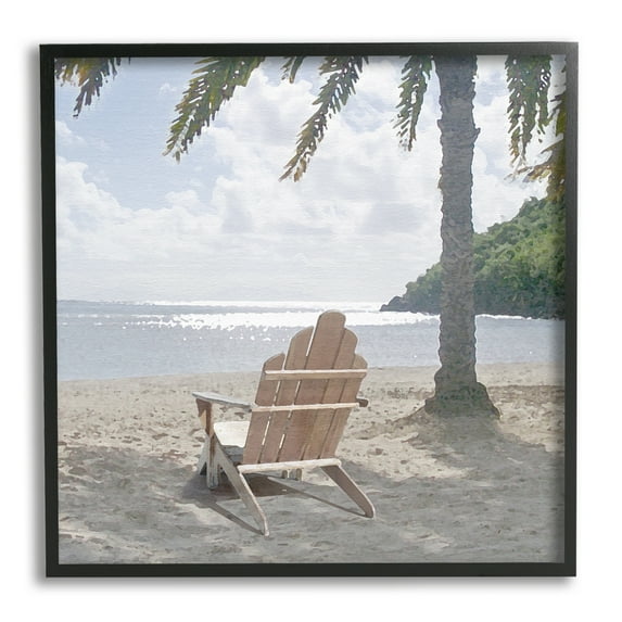 Stupell Industries Tropical Beach Shoreline Nature Painting Black Framed Art Print Wall Art, 12 x 12