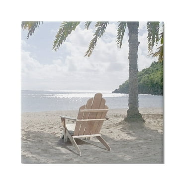 Stupell Industries Tropical Beach Shoreline Nature Painting Gallery Wrapped Canvas Print Wall Art, 17 x 17