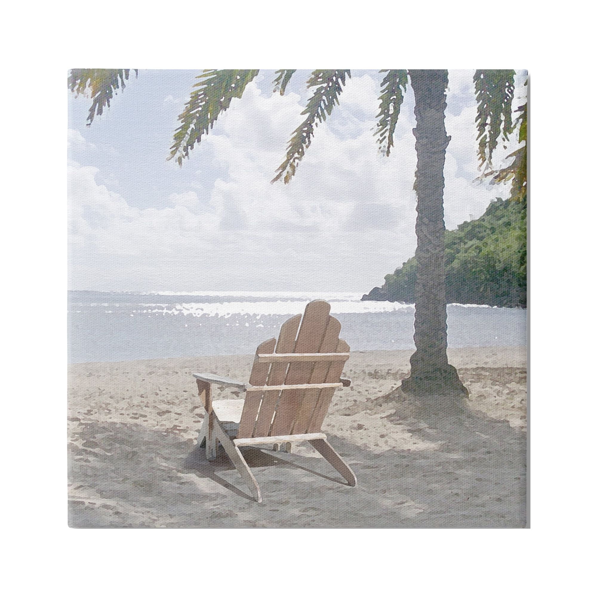 Tropical Beach Shoreline Landscape Canvas Wall Art, 24 x 24