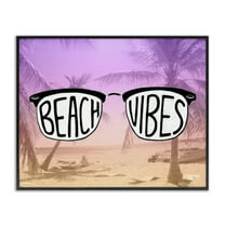 Stupell Industries Tropical Beach Vibes Typography Painting Black Framed Art Print Wall Art, 14 x 11