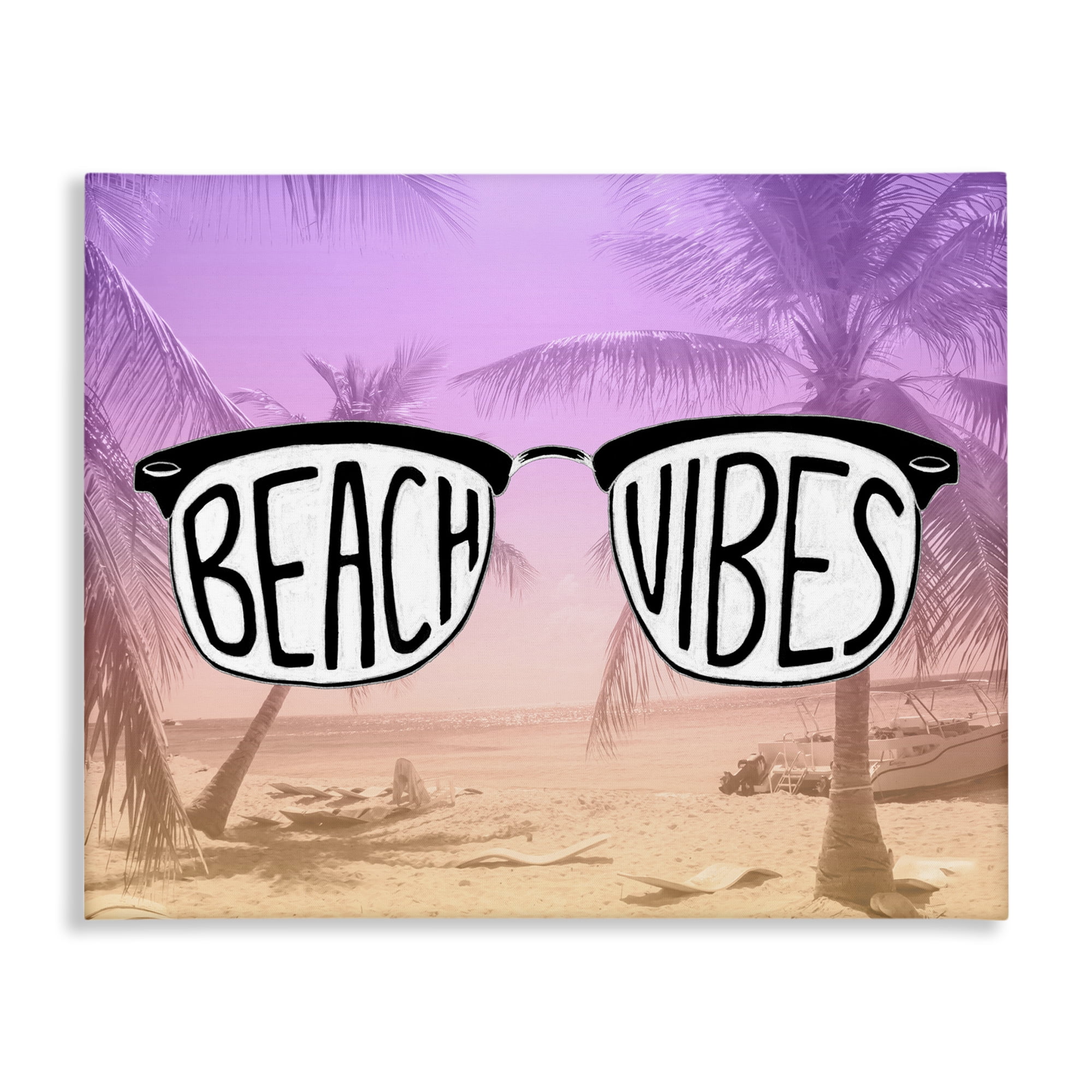 Stupell Industries Tropical Beach Vibes Typography Painting Gallery Wrapped Canvas Art Print Wall Art, 20 x 16