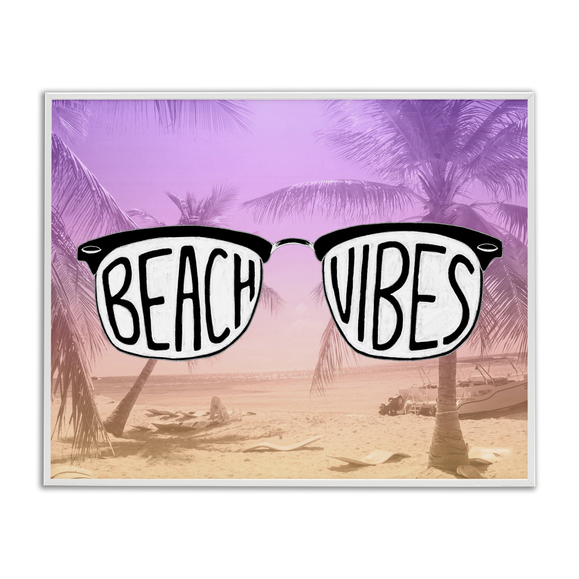 Stupell Industries Tropical Beach Vibes Typography Painting White Framed Art Print Wall Art, 20 x 16