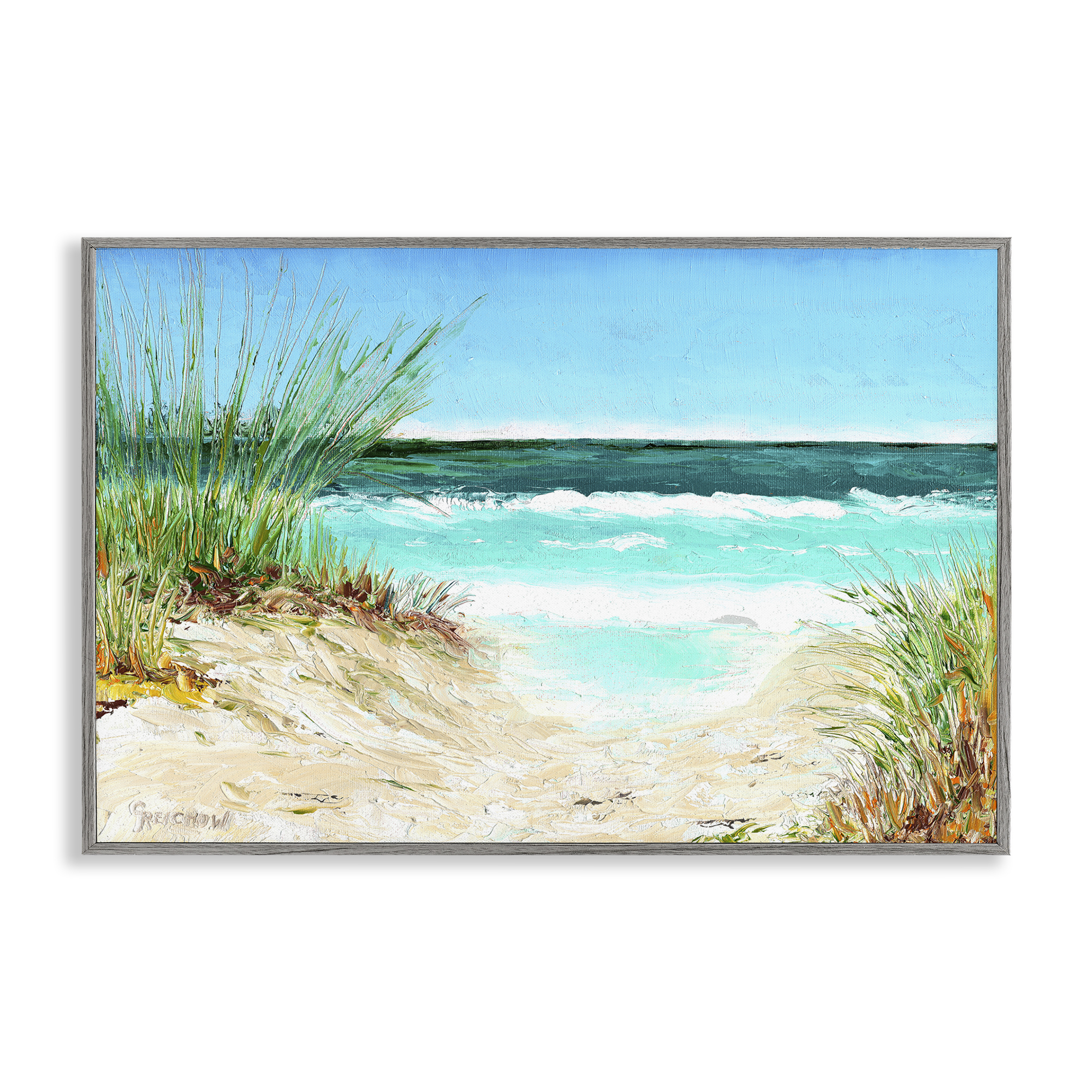 Stupell Industries Tropical Beach View Landscape & Nature Painting Gray ...