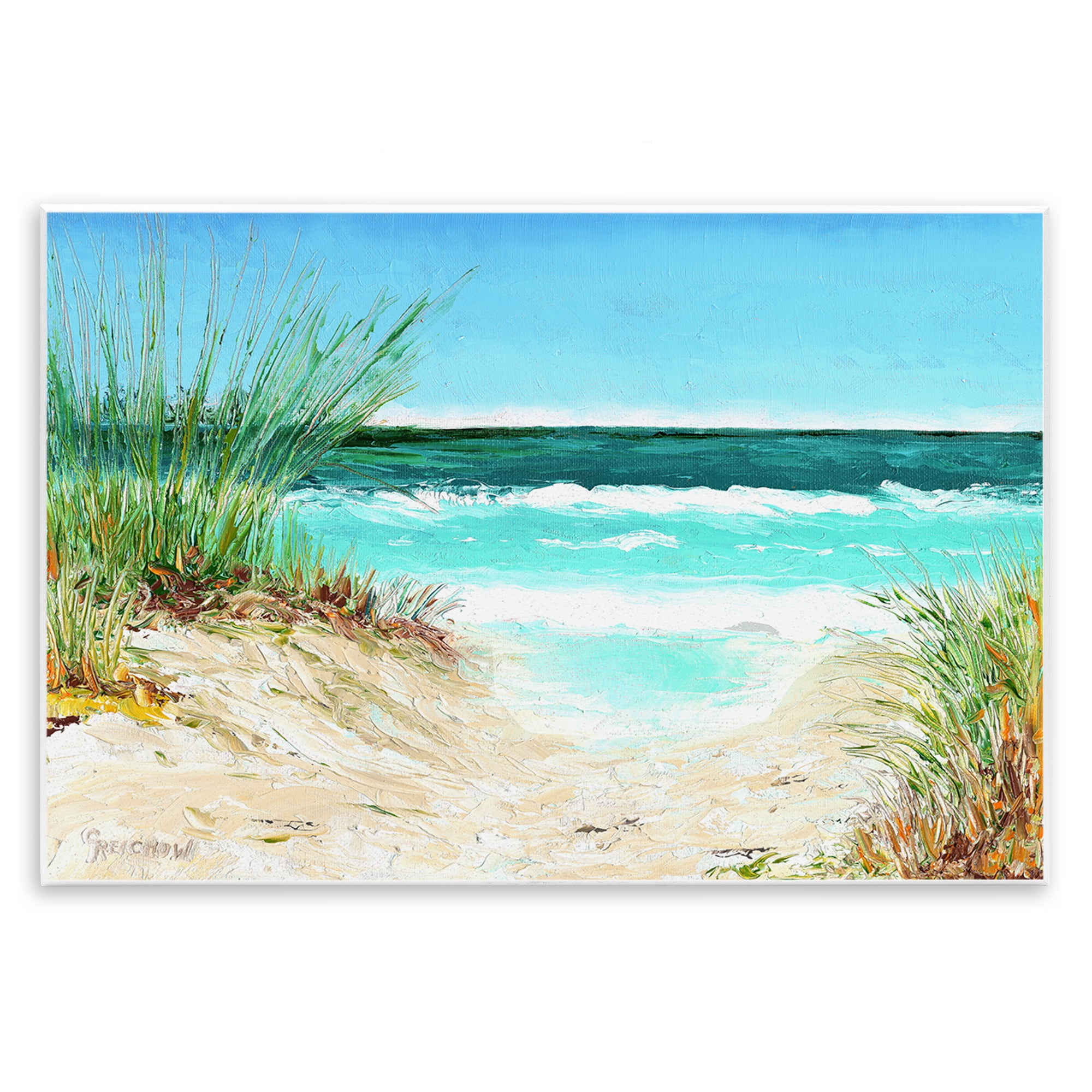Stupell Industries Tropical Beach View Landscape & Nature Painting ...
