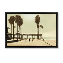 Stupell Industries Tropical Beach Walkway Landscape & Nature Painting Black Floater Framed Canvas Art Print Wall Art, 25 x 17