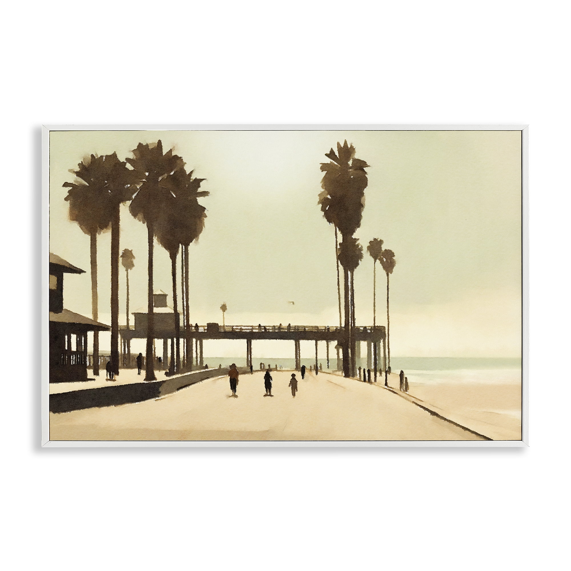 Stupell Industries Tropical Beach Walkway Landscape & Nature Painting White Framed Art Print Wall Art, 18 x 12