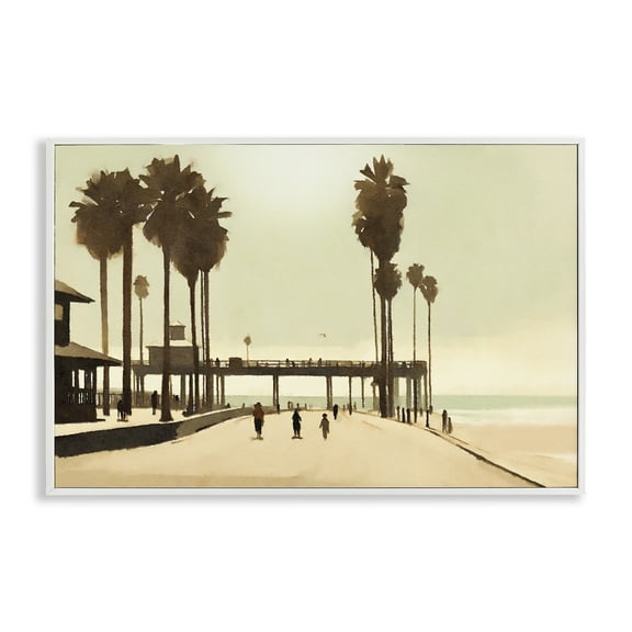 Stupell Industries Tropical Beach Walkway Landscape & Nature Painting White Framed Art Print Wall Art, 24 x 16
